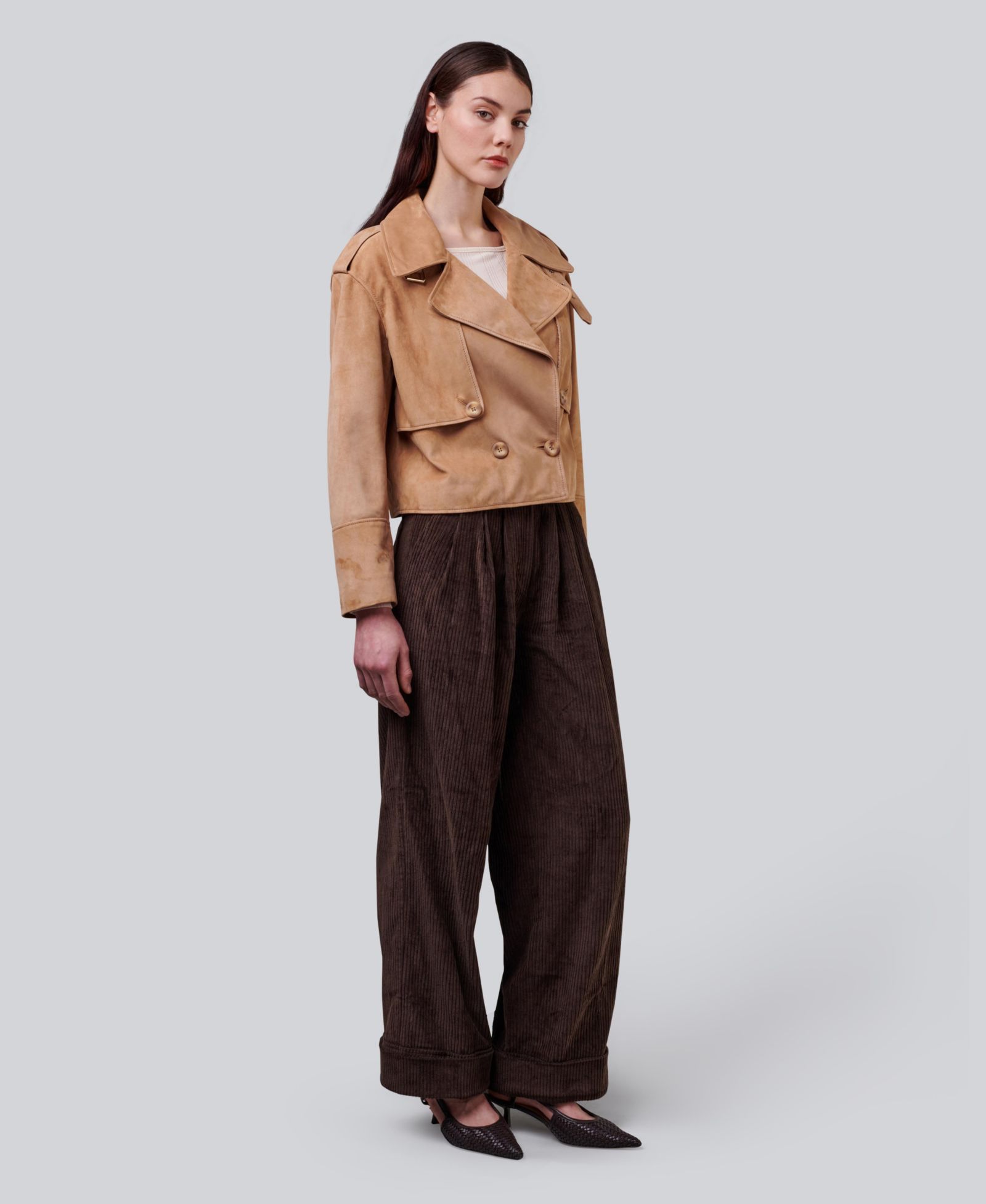 Furniq UK Women's Lydia Suede Cropped Trench-Style Jacket, Created for Macy's