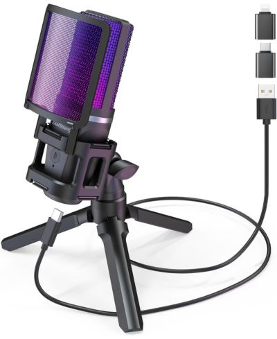 Zealsound Gaming USB Wired Cardioid Microphone RGB Lighting for PC, Laptop, PS5, PS4, Mobile Devices