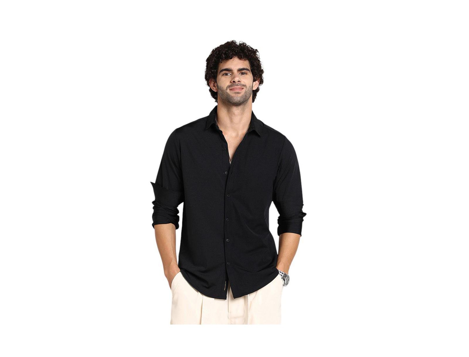 Мужская рубашка Campus Sutra Onyx Black Everyday Solid