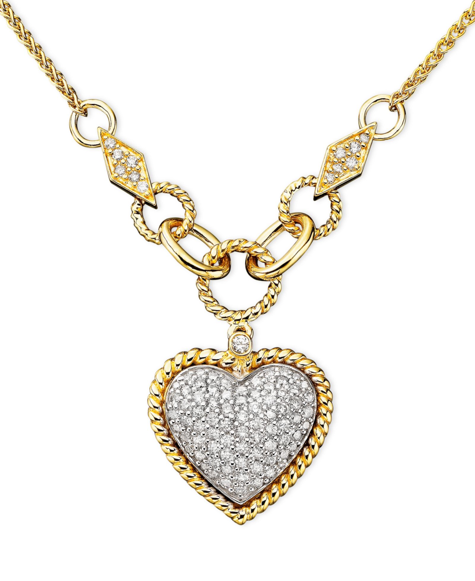 D'Oro by EFFY® Diamond Pavé Diamond Heart Pendant (3/4 ct. t.w.) in 14k Gold or 14k Rose Gold