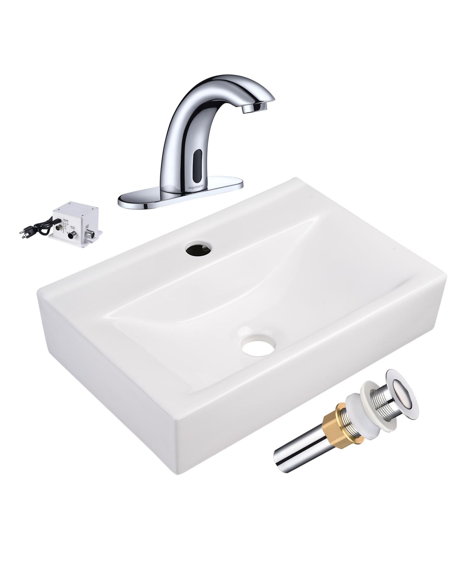 Aquaterior 5" Touchless Bathroom Faucet with Rectangle Vessel Sink Brush Chrome