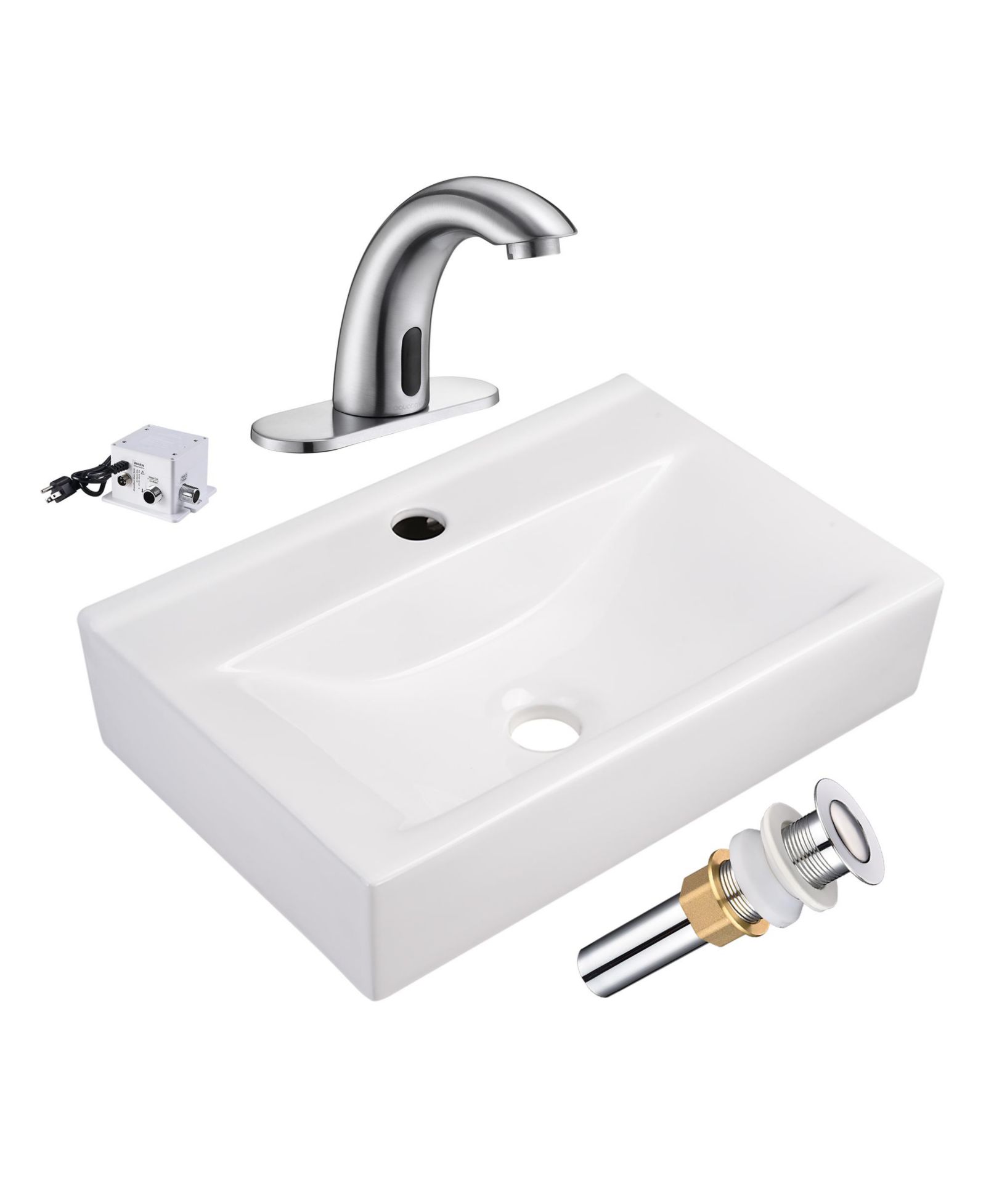 Aquaterior 5" Touchless Bathroom Faucet with Rectangle Vessel Sink Auto Sensor