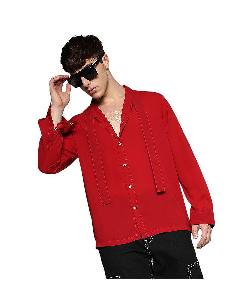 Мужская рубашка Campus Sutra Crimson Red Slash Collar