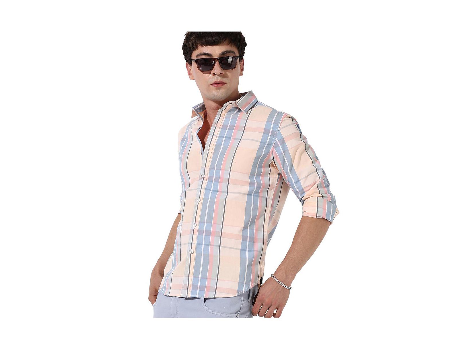 Cahoot Men's Campus Sutra Cotton Plaid Button Up Shirt