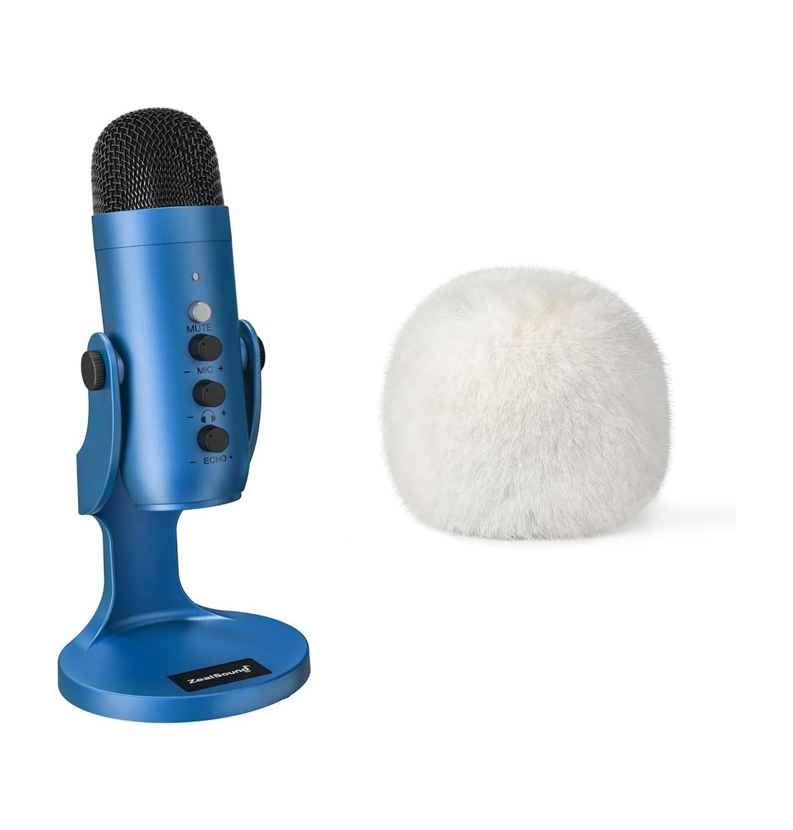 Игровой USB микрофон ZealSound k66b и d65w с пушистой ветрозащитой