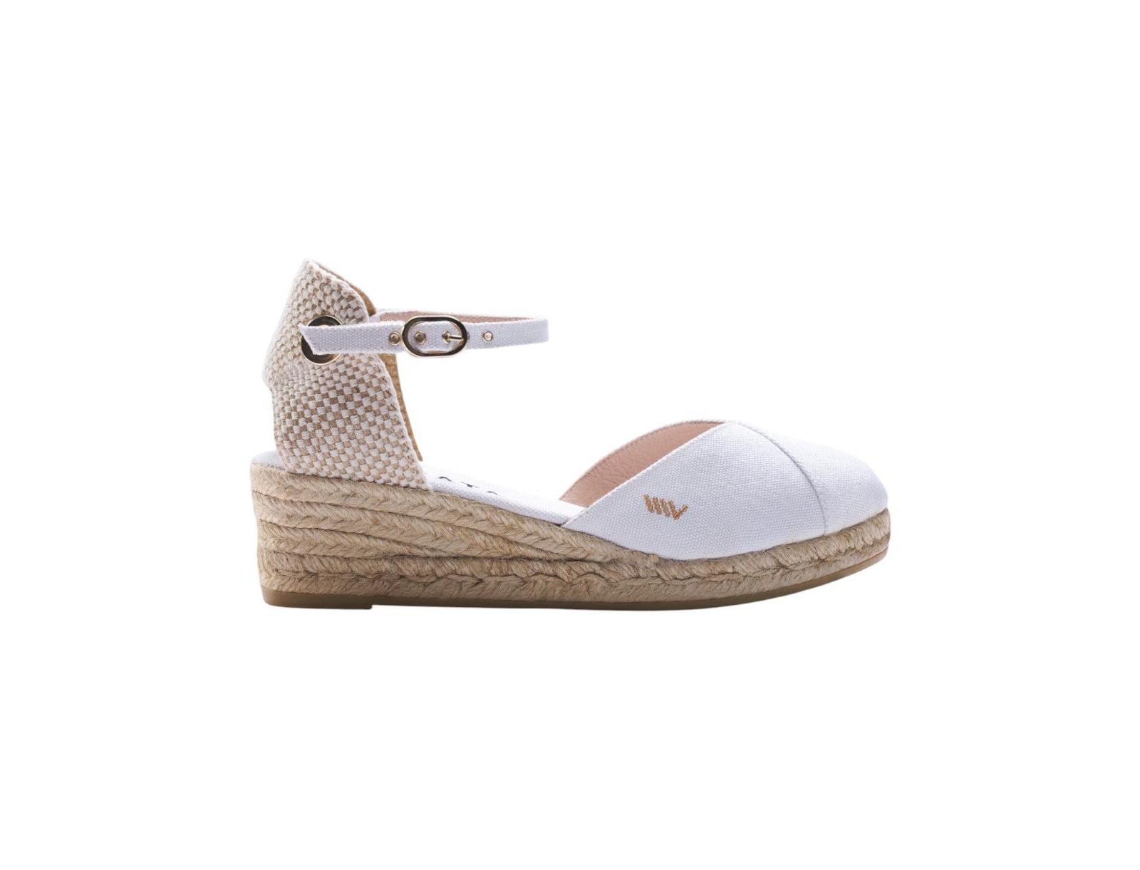 Women's Pubol Premium Fabrics Canvas Espadrille Wedges Ankle Strap