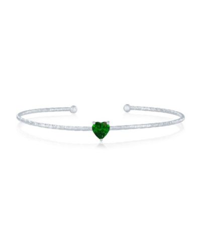 Sterling , Birthstone CZ Heart Bangle