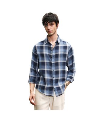 Campus Sutra Men's Navy Blue & Off-White Multi-Checkered Shirt