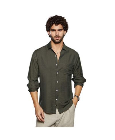 Мужская рубашка Campus Sutra Olive Green Breezy Wrinked Relaxed