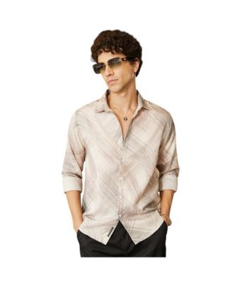 Campus Sutra Men's Saltbox Beige Faded Strokes Shirt