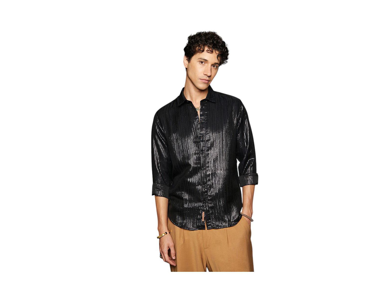 Рубашка Campus Sutra Men's Metallic Black