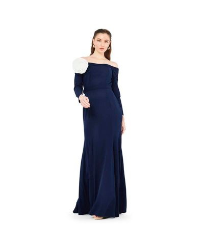 Вечернее платье AMRI Off-The-Shoulder Crepe Gown с длинным рукавом