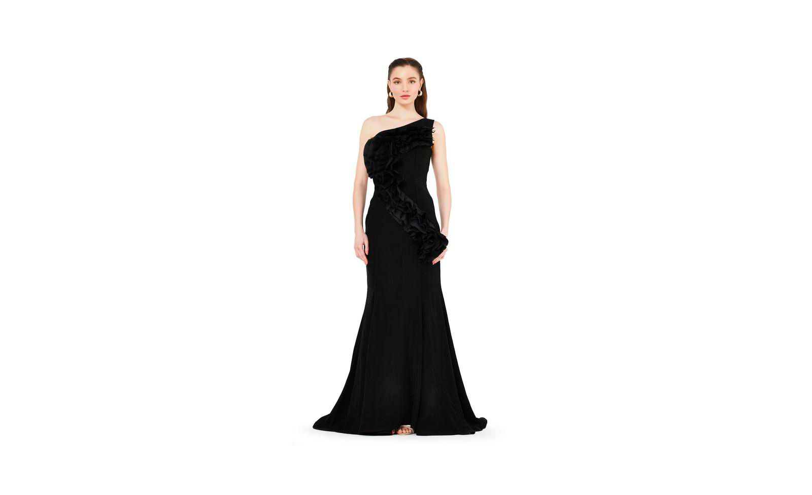 Женское вечернее платье AMRI Organza Ruffle Detail Mermaid Crepe Gown