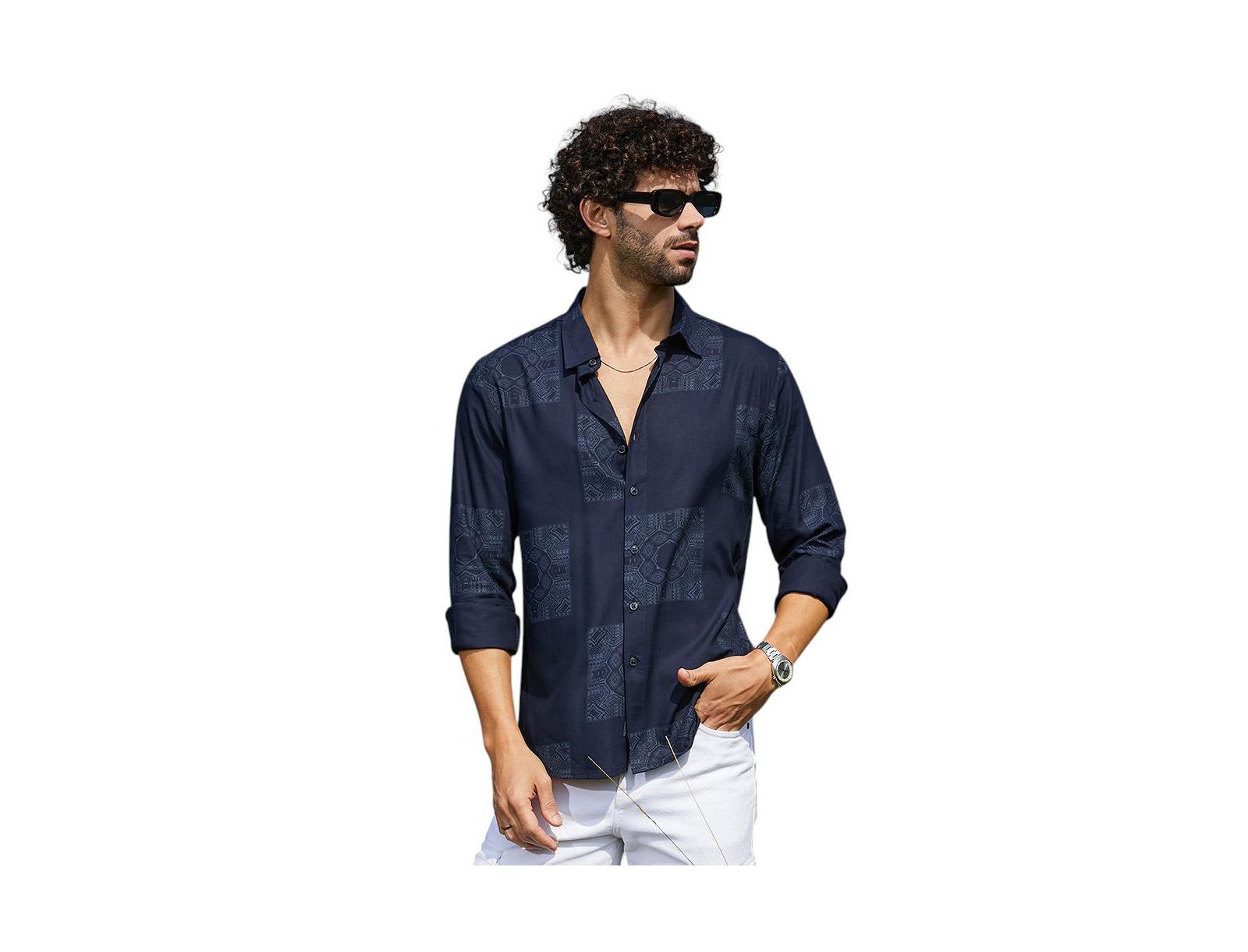Мужская рубашка Campus Sutra Navy Blue Celtic-Block