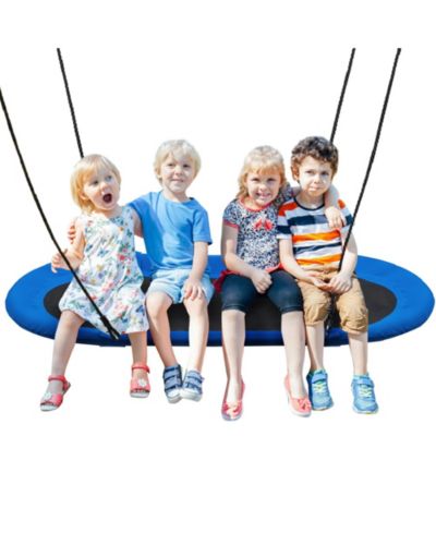 Gymax 60" Oval Saucer Swing with Adjustable Height (40"-63") and 700 lbs Weight Capacity, Ages 3+