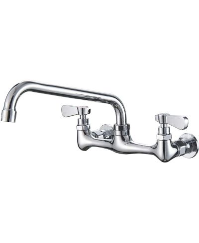 Greenspring 2-Handle Wall Mount Kitchen Faucet With 10 Inch Swivel Spout 8" Center In Polished Chrome