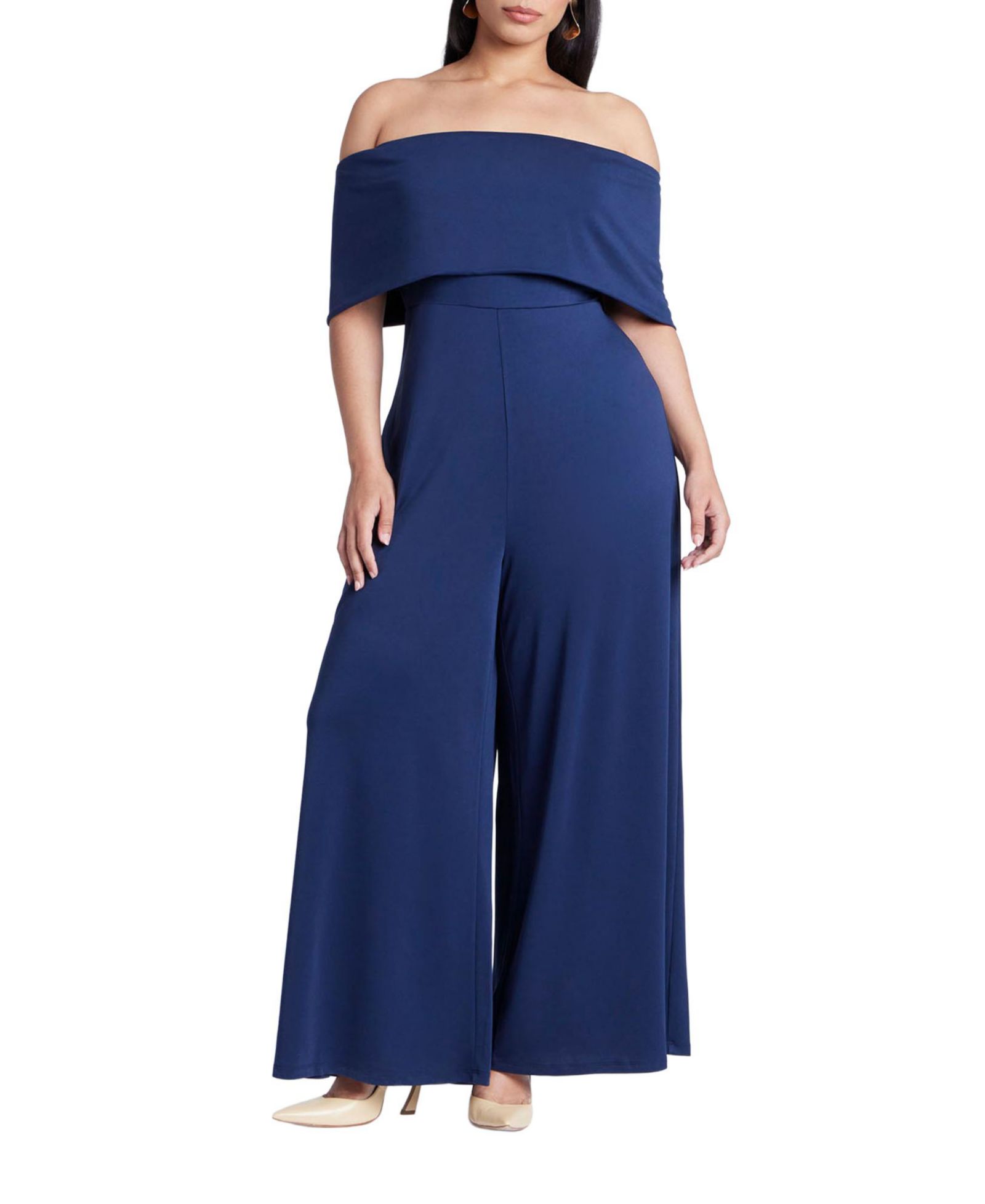 ELOQUII Women's Plus Size Off Shoulder Jumpsuit
