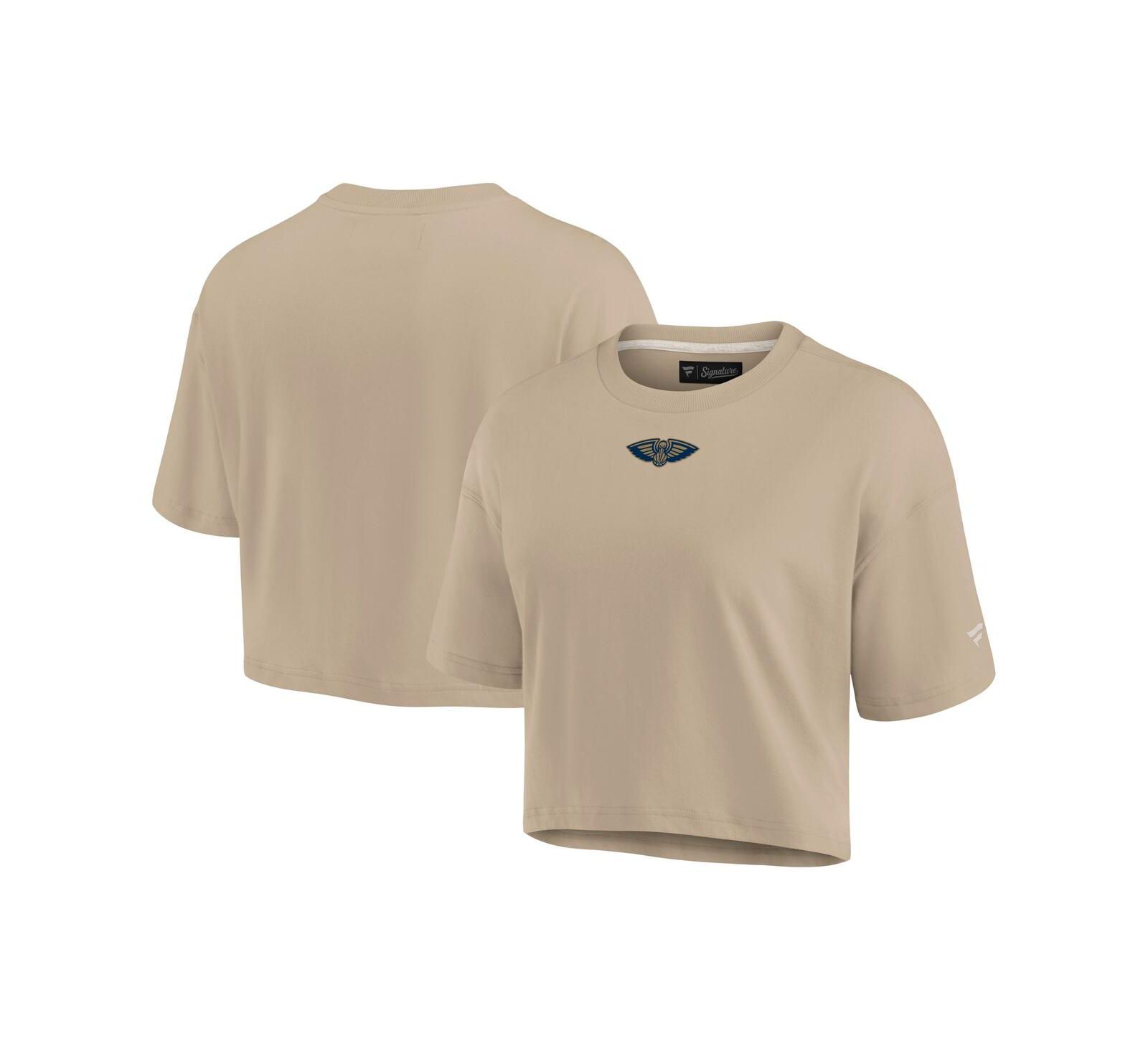 Fanatics Женская укороченная футболка boxy, цвет khaki, New Orleans Pelicans Elements, супермягкая