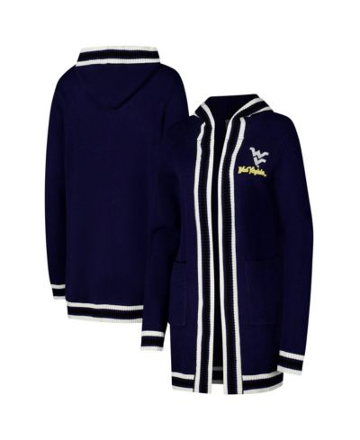 Женский кардиган-свитер Gameday Couture West Virginia Mountaineers Navy Stripe Detail Tri-Blend Hoodie