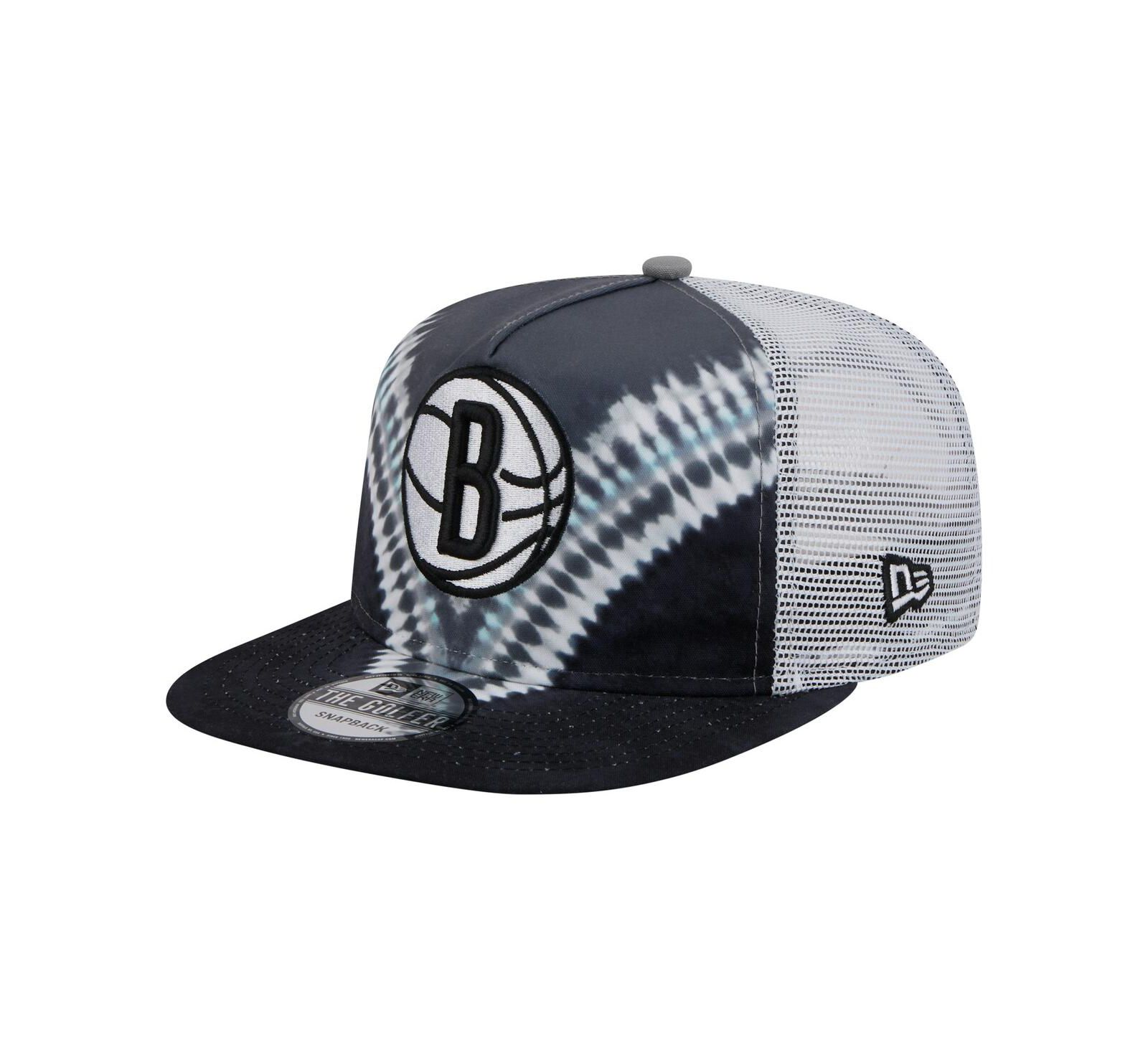 New Era Men's Black/Gray Brooklyn Nets Throwback Dye Golfer Snapback Hat