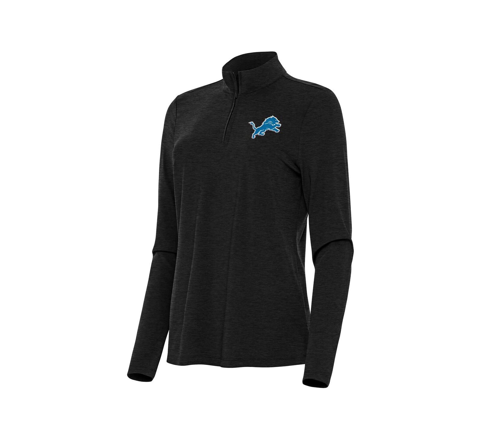 Antigua Women's Heather Black Detroit Lions Bright Quarter-Zip Sweatshirt