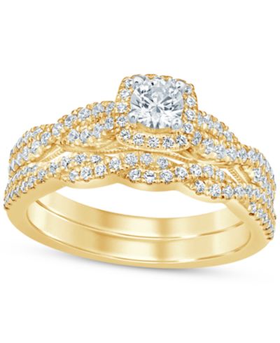 Diamond Halo Braid Style Bridal Set (3/4 ct. t.w.) in 14k Gold