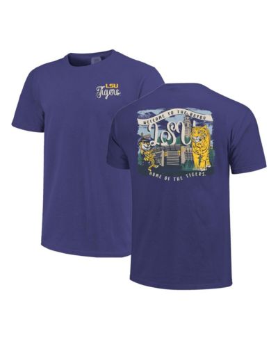 Image One Women's Purple LSU Tigers Comfort Colors Campus Scene Drawing Script T-Shirt