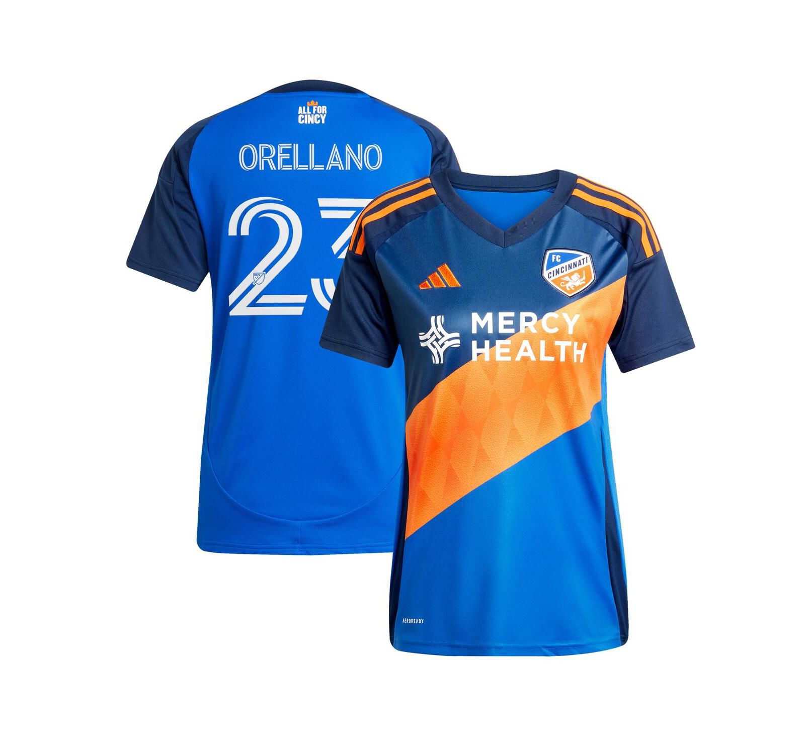 Женская джерси Adidas Luca Orellano Blue FC Cincinnati 2025 Orange and Blue Legacy Kit Replica Player