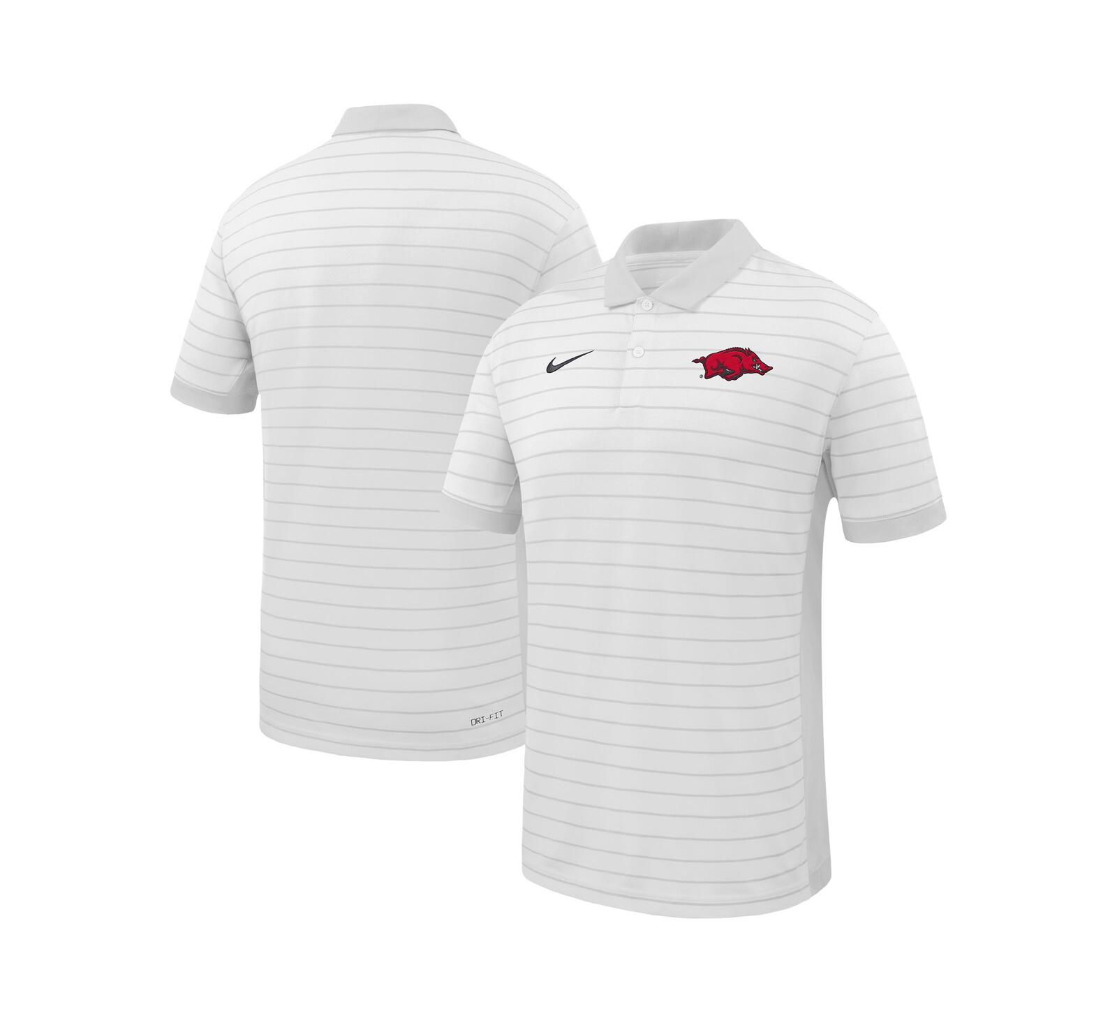 Nike Men's White Arkansas Razorbacks 2025 Early Season Coaches Sideline Victory Stripe Performance Polo Shirt