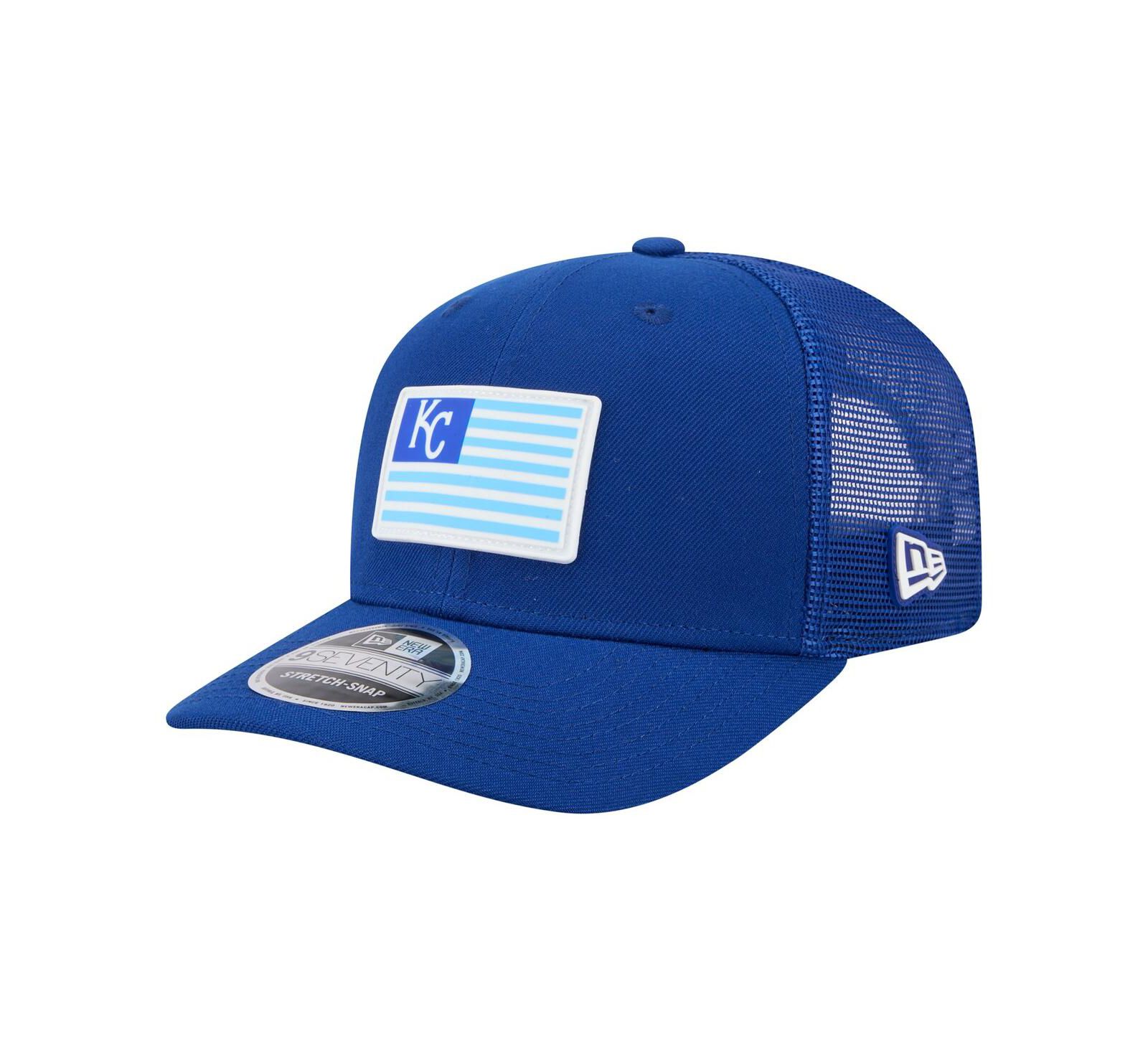 Мужская регулируемая кепка New Era Royal Kansas City Royals Flag 9SEVENTY Stretch-Snap