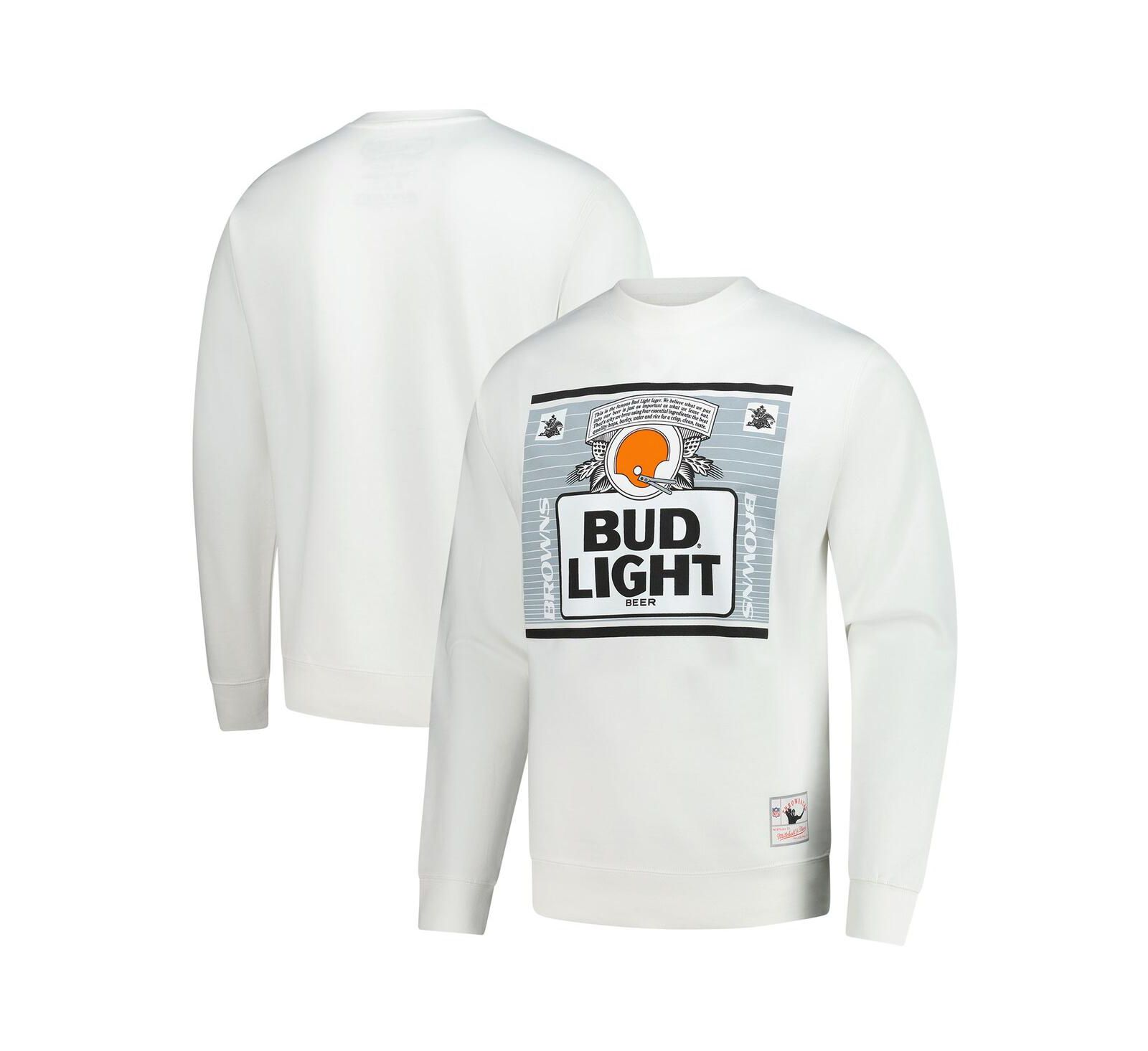 Мужское свитшот Mitchell & Ness x Bud Light White Cleveland Browns The Crest Pullover