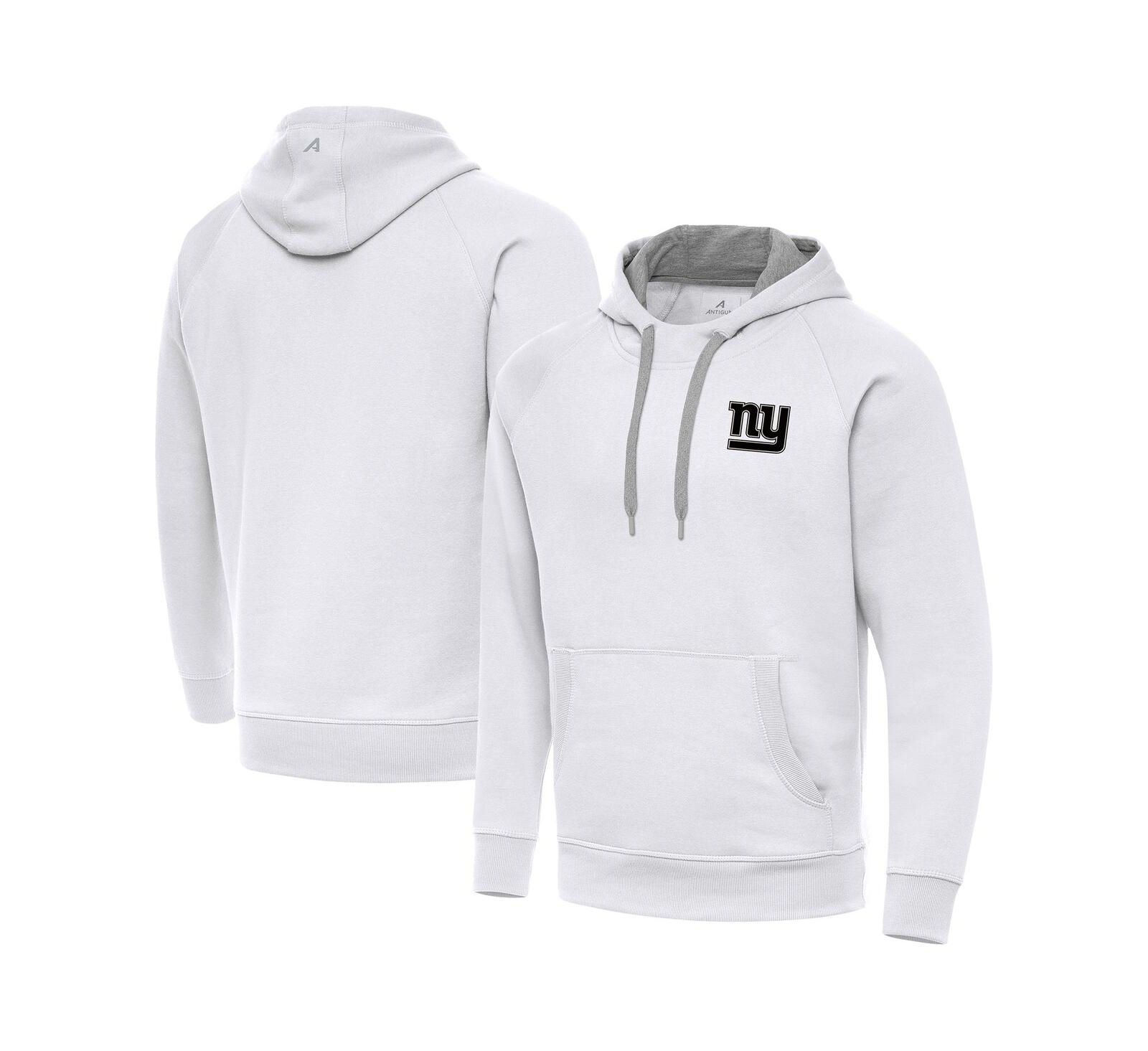 Antigua Men's White New York Giants Brushed Carbon Victory Pullover Hoodie
