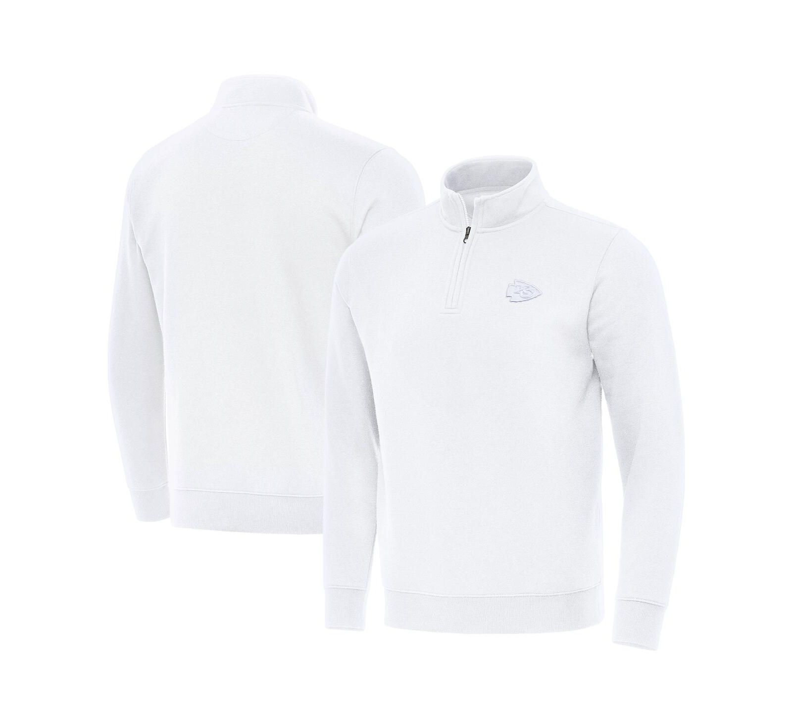 Antigua Men's White Kansas City Chiefs Victory Quarter-Zip Sweatshirt