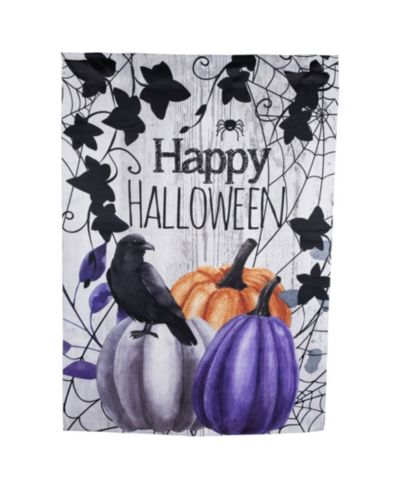 Northlight "Happy Halloween" Pumpkins and Crow Outdoor House Flag, 40" x 28"