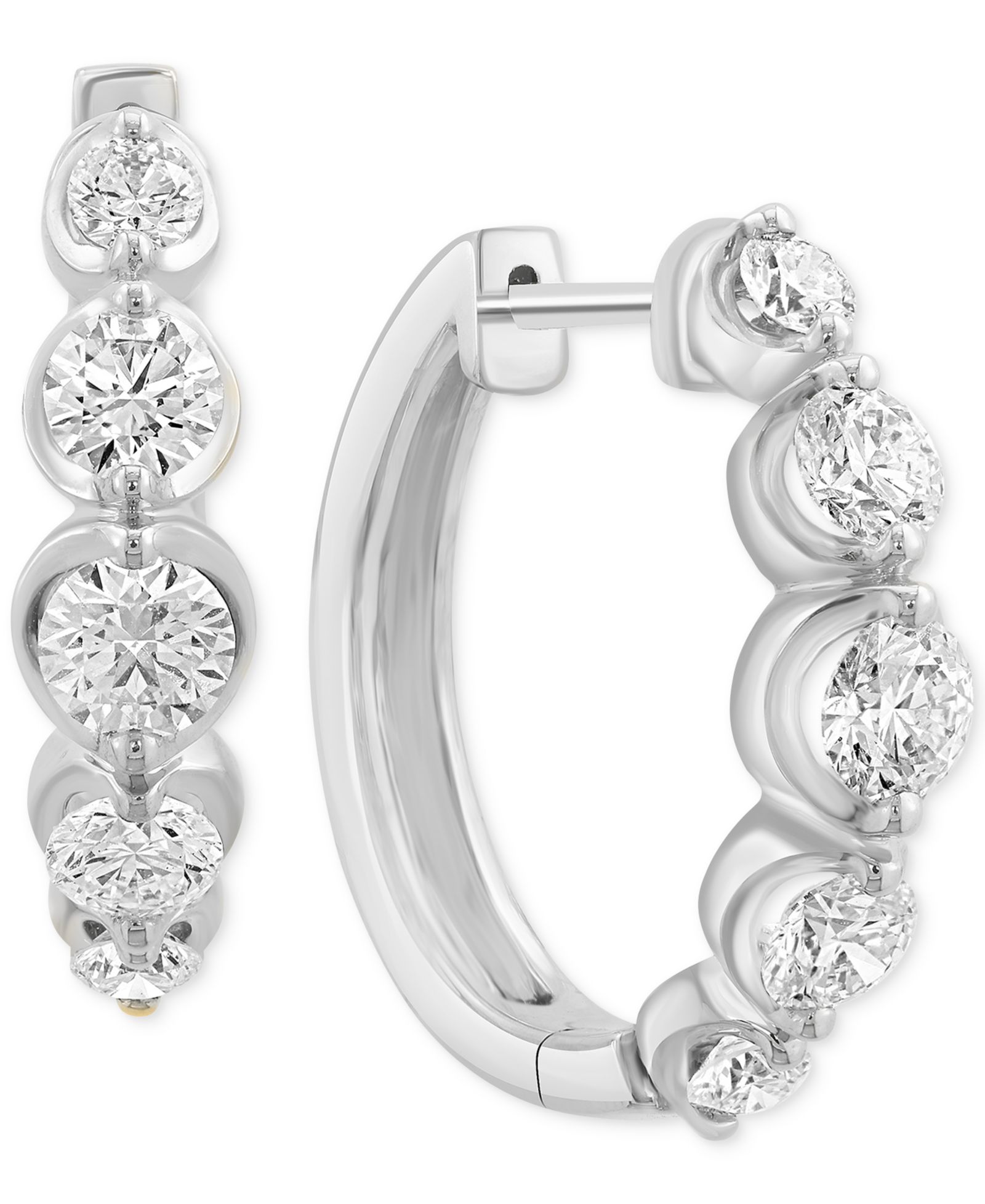 Серьги-кольца EFFY® Lab Grown Diamond из белого золота 14k, 0.79"