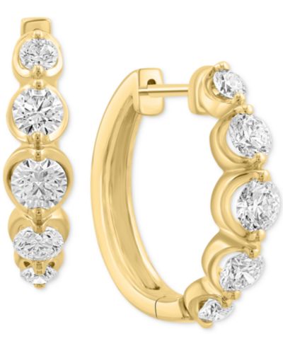 EFFY® Серьги-кольца с выращенным бриллиантом 1-5/8 ct. t.w. из 14k желтого золота, 0.79"