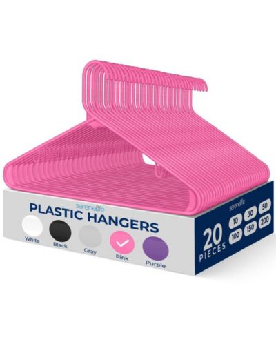 SereneLife 20 Pcs. Plastic Hangers - Non-Slip, Sturdy, and Heavy Duty Coat Set with 360° Swivel Hook for Clothes