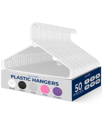 SereneLife 50 Pack Plastic Hangers, Non-Slip, Space-Saving Closet Organizers