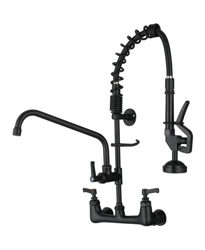 Greenspring Commercial Restaurant Pull Down 2-Handle Wall Mount Pre-Rinse Spray Utility Kitchen Faucet in Polished Chrome