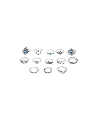 Кольца SOHI Women's Silver Pack Of 13 Oxidized