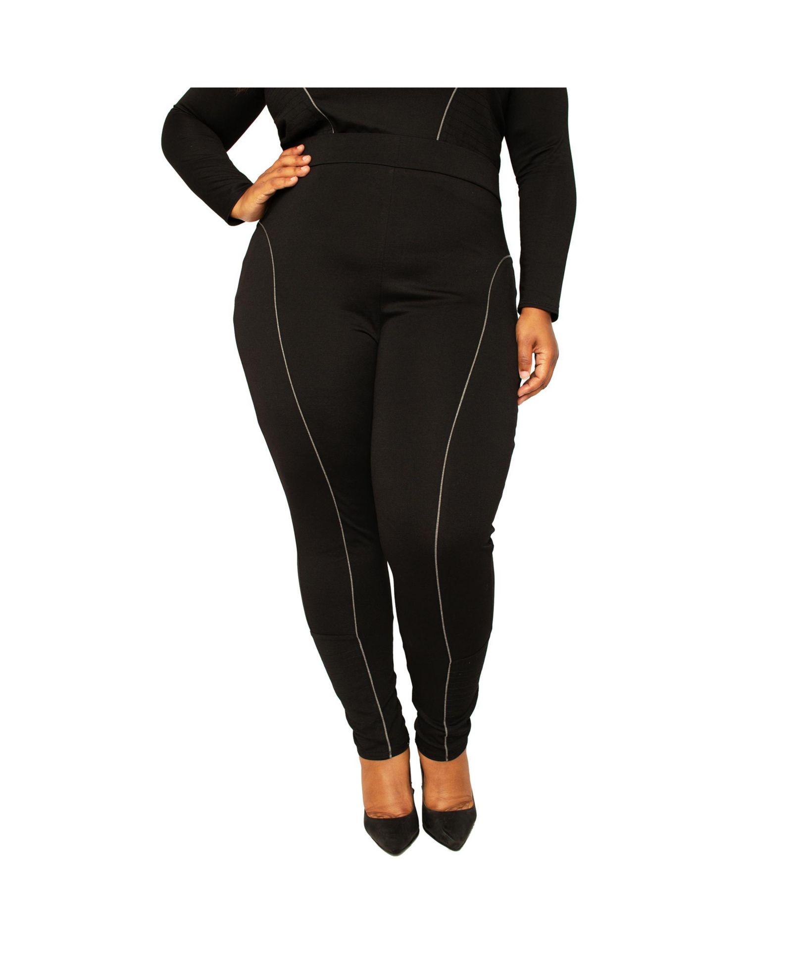 Брюки Poetic Justice Plus Size High Rise Ponte Moto Style Leggings