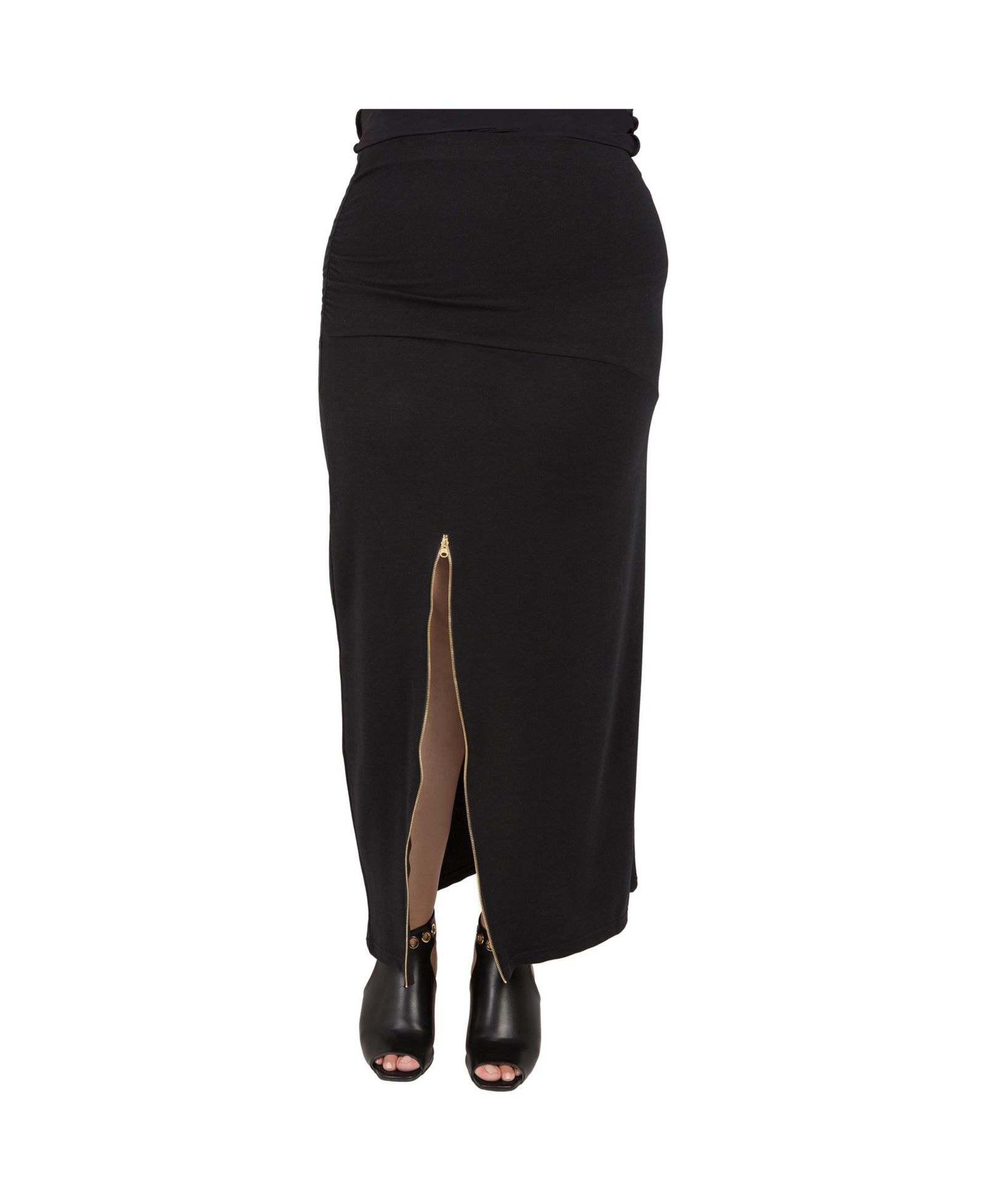 Poetic Justice Plus Size Zip-Up Slits Maxi юбка
