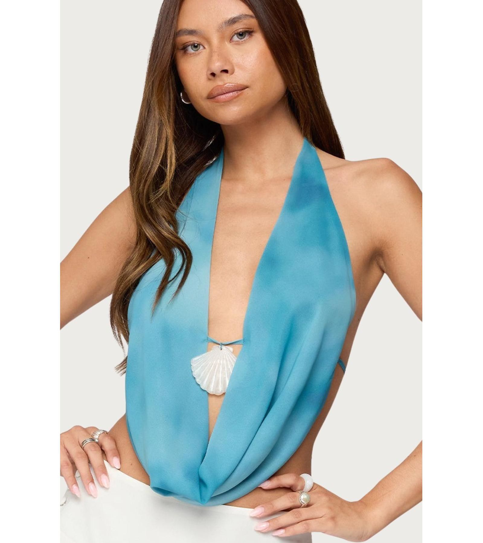 Edikted Women's Seabound Cowl Neck Backless Halter Top
