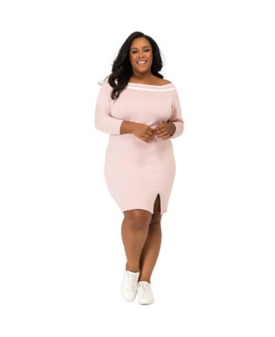 Poetic Justice Plus Size Athleisure Stripe Knee-Length Dress