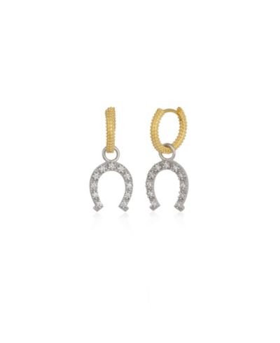 Spero London Vermeil Hoop Sterling Horseshoe Equestrian Earrings