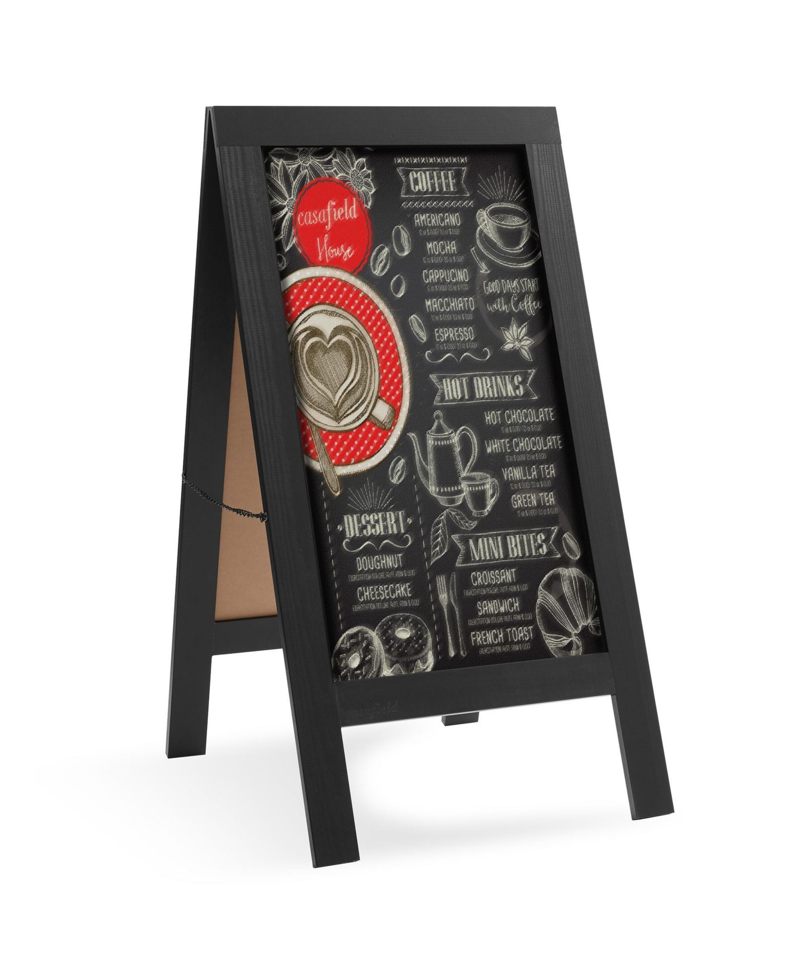 Casafield 40" x 20" A Frame Chalkboard Sign, Double-Sided Magnetic Wooden Menu Board for Cafes, Sandwich Shops, Sidewalks, and Weddings