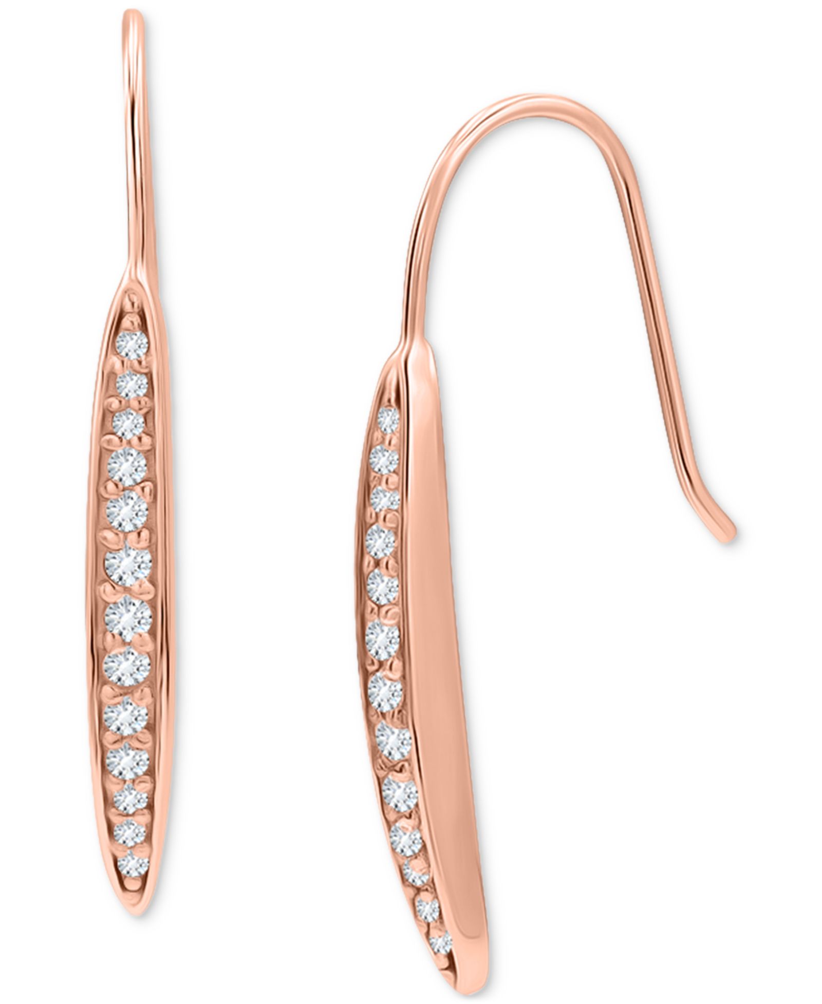 Giani Bernini Cubic Zirconia Pavé Linear Earrings in 18k Rose Gold, Macy's Exclusive