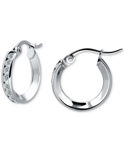 Giani Bernini Cubic Zirconia Small Hoop Earrings in Sterling Silver, 0.625", Macy's Exclusive