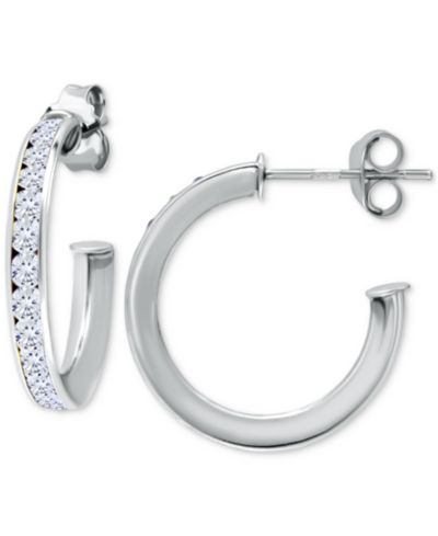 Giani Bernini Cubic Zirconia Channel Set Small Hoop Earrings in Sterling Silver, 0.79", Macy's Exclusive