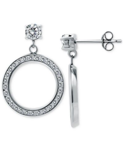 Giani Bernini Cubic Zirconia Doorknocker Drop Earrings in Sterling Silver, Exclusively at Macy's